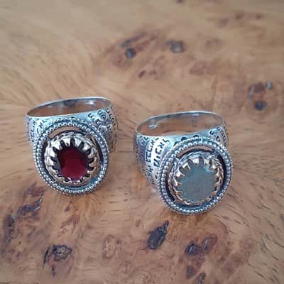 טבעת "שכינת האל" , משובצת אבן לברדורייט (לבחירה) , כסף וזהב