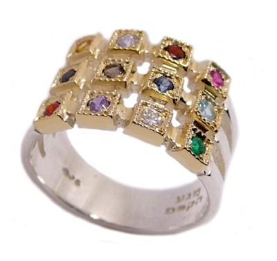 טבעת חושן "מלכות" 12 אבני החושן , כסף וזהב