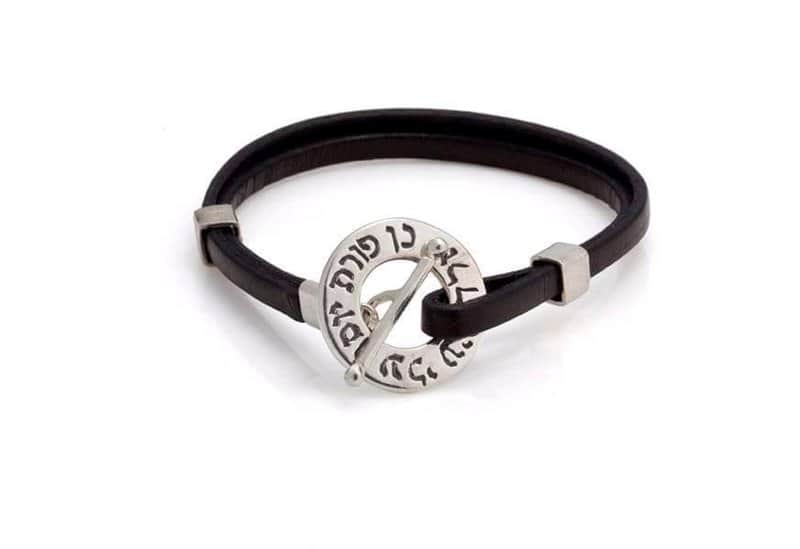 צמיד חישוק אלד להגנה משולב חוט עור שטוח