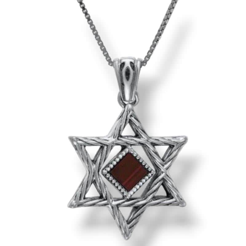 תליון מגן דוד קלוע משובץ ננו תנ"ך , כסף