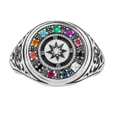 טבעת אבני חושן לגבר ואשה , כסף