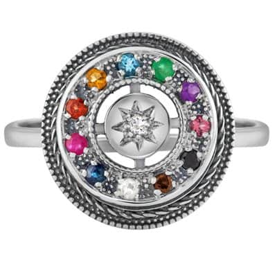 טבעת אבני חושן לאשה , כסף