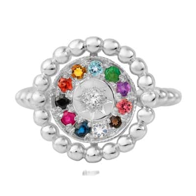 טבעת אבני חושן לאשה בעיצוב כדורים , כסף