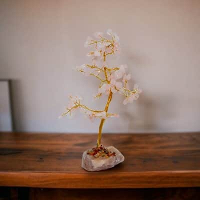 עץ אבני רוזקוורץ קטן - חיזוק אהבה,הרמוניה וזוגיות