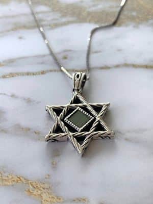 תליון מגן דוד קלוע משובץ ננו תנ"ך , כסף