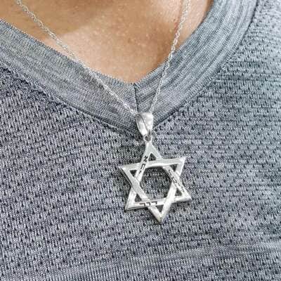 שרשרת מגן דוד עם אפשרות לחריטת שמות , כסף
