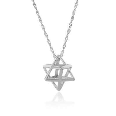 שרשרת מרכבה - מגן דוד תל-מימדי עם אפשרות לחריטה , כסף