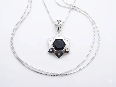 תליון מגן דוד משובץ אוניקס (לבחירה) , כסף