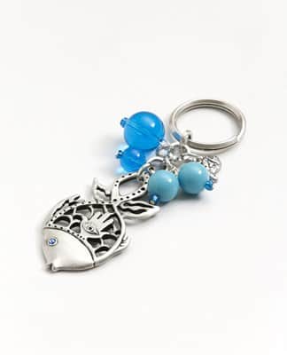 מחזיק מפתחות דג - כחול