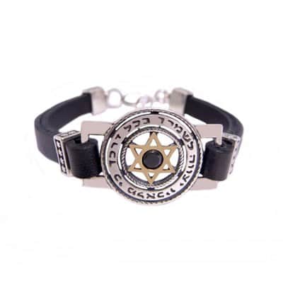 צמיד שעון "כי מלאכיו" כסף וזהב משובץ אוניקס (לבחירה)