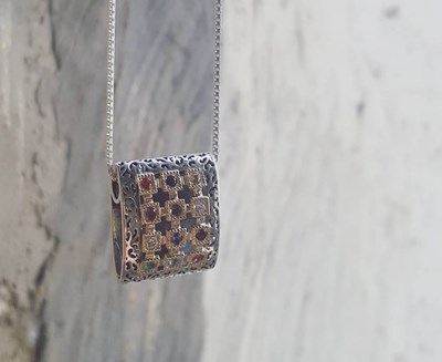 תליון "אפוד החושן" כסף וזהב - ברכת כהנים מאחור