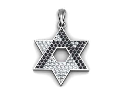 שרשרת מגן דוד משובצת זירקונים לפי אות (בחירה) , כסף