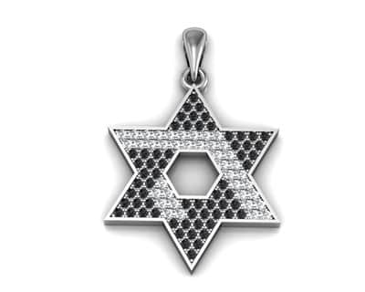 שרשרת מגן דוד משובצת זירקונים לפי אות (בחירה) , כסף