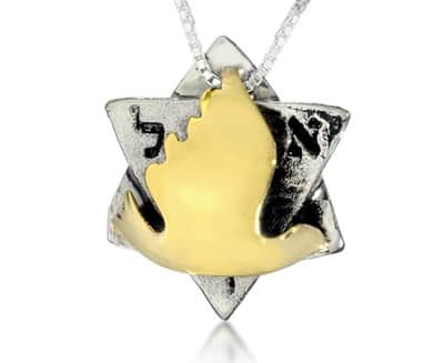 תליון "יונה" כסף וזהב , 5 מתכות