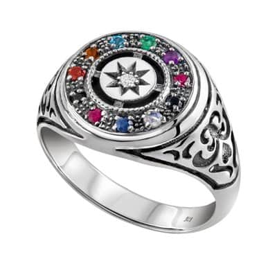 טבעת אבני חושן לגבר ואשה , כסף