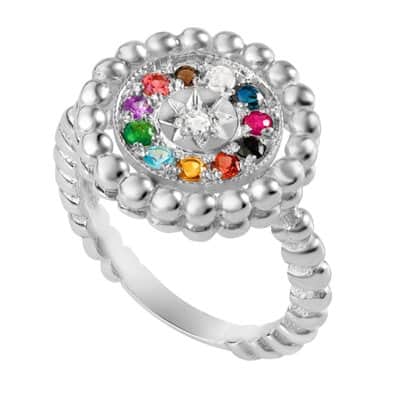 טבעת אבני חושן לאשה בעיצוב כדורים , כסף