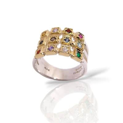 טבעת חושן "מיכאלה" 12 אבני החושן , כסף וזהב