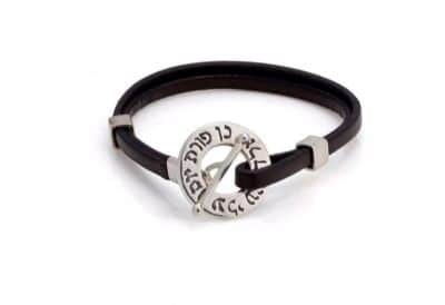 צמיד חישוק אלד להגנה משולב חוט עור שטוח