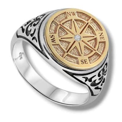 טבעת עיטורים ומצפן , כסף וזהב