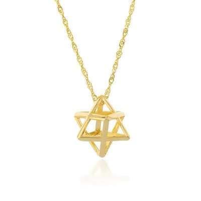 שרשרת מרכבה - מגן דוד תל-מימדי עם אפשרות לחריטה , ציפוי זהב