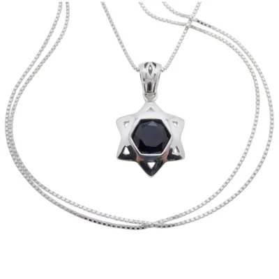 תליון מגן דוד משובץ אוניקס (לבחירה) , כסף