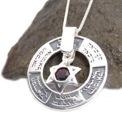 תליון "מלאכים" , מגן דוד משובץ אבן (לבחירה) , כסף