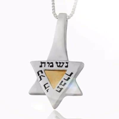 תליון מגן דוד "נשמת כל חי" 5 מתכות