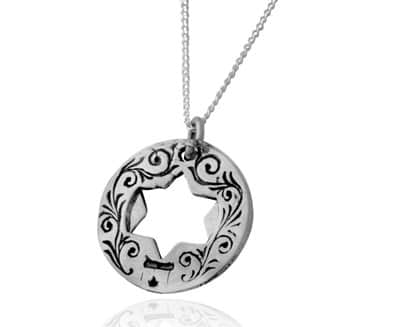 תליון כפול "מגן אברהם" , אנא בכח , כסף (גדול)