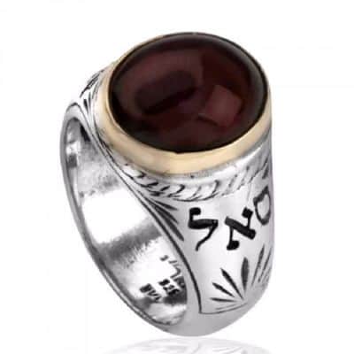 טבעת כתר , חמש מתכות , משובצת אבן (לבחירה) , כסף וזהב